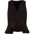 River Island Womens Petite Twist Front Frill Hem Top