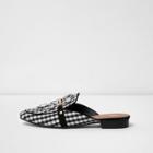 River Island Womens Gingham Print Backless Loafers
