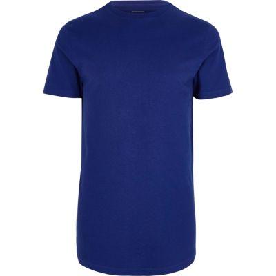 River Island Mens Royal Longline Crew Neck T-shirt