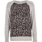 River Island Womens Leopard Print Panel Sweatshirt