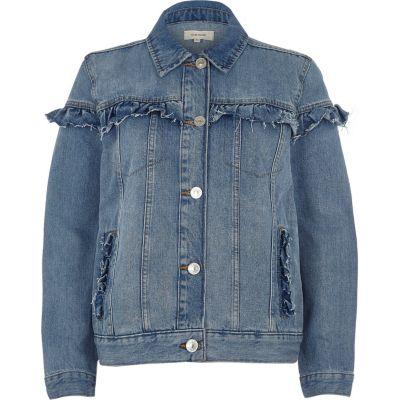 River Island Womens Wash Frill Denim Jacket