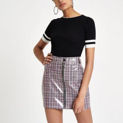 River Island Womens Vinyl Check Mini Skirt