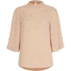 River Island Womens Pearl Embellished High Neck Top