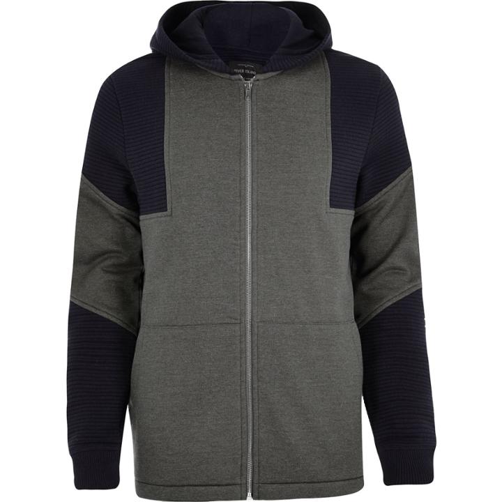 River Island Mensnavy Block Panel Hoodie