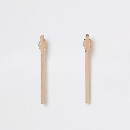 River Island Womens Gold Tone T-bar Front And Back Earrings