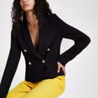 River Island Womens Crop Double Breasted Tux Blazer