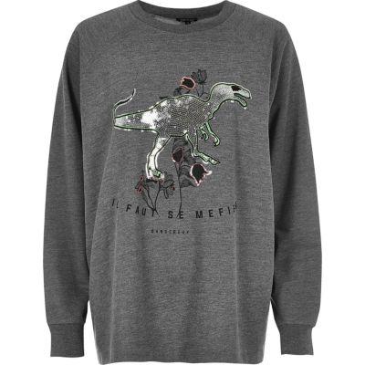 River Island Womens Plus Sequin Dinosaur Sweatshirt