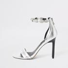 River Island Womens Silver Diamante Strap Skinny Heel Sandal
