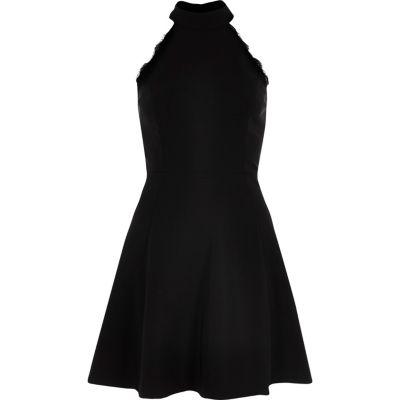 River Island Womens Lace Trim High Neck Skater Dress
