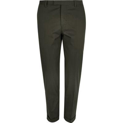 River Island Mens Olive Skinny Suit Pants