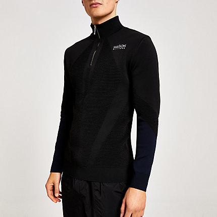 River Island Mens Slim Fit Maison Riviera Zip Neck Jumper