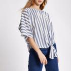 River Island Womens Stripe Print Knot Side T-shirt