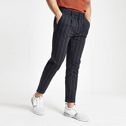 River Island Mens Slim Fit Stripe Pants
