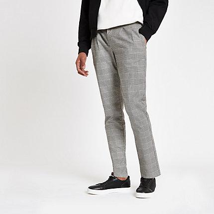 River Island Mens Check Tapered Pants