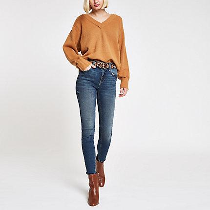 River Island Womens Ri Amelie Mid Rise Skinny Jeans