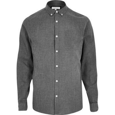 River Island Mensgrey Print Casual Textured Shirt