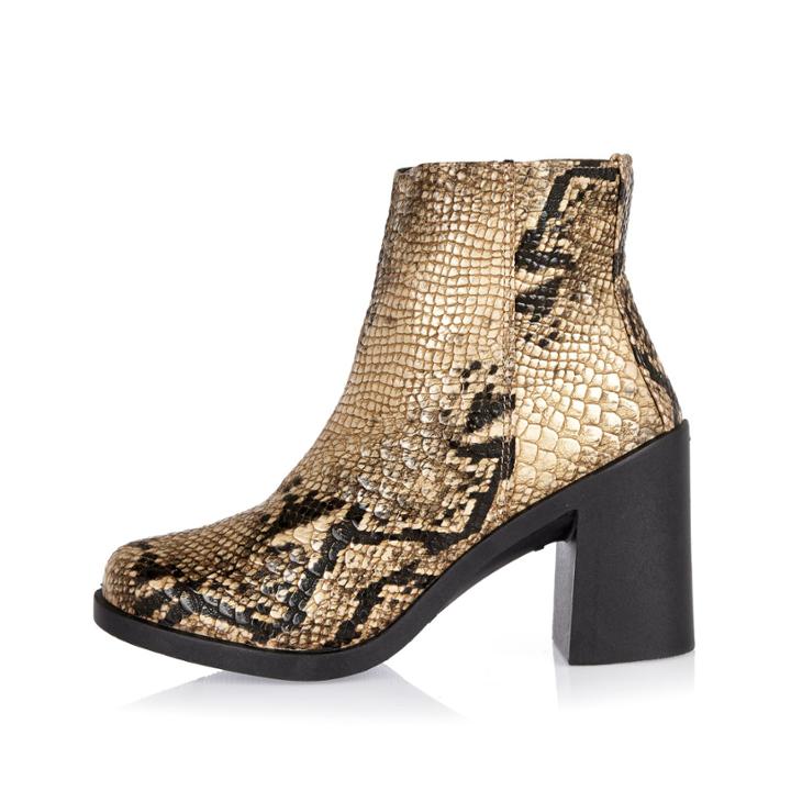 River Island Womens Snake Print Block Heel Ankle Boots