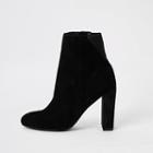 River Island Womens Suede Round Toe Heeled Ankle Boots