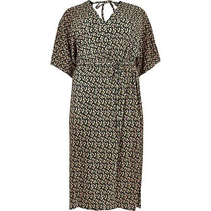 River Island Womens Plus Floral Plisse Kimono Dress