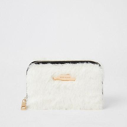 River Island Womens Faux Fur Zip Around Purse