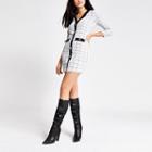 River Island Womens White Boucle Button Front Cardigan Dress