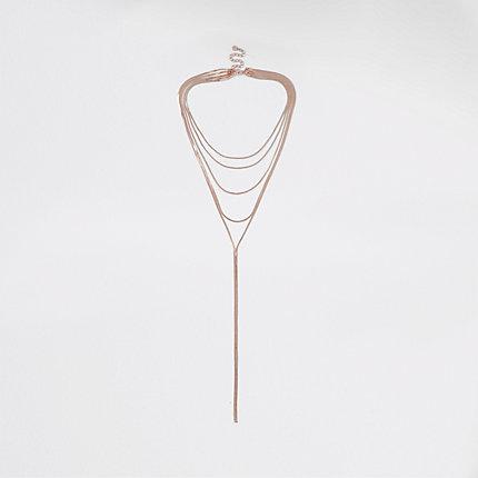 River Island Womens Rose Gold Snake Chain Layered Necklace
