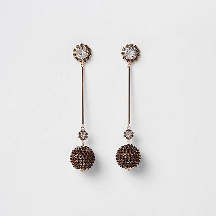 River Island Womens Gold Colour Cup Chain Ball Drop Earrings