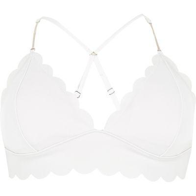 River Island Womens Plus White Scallop Detail Bikini Top