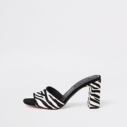 River Island Womens Zebra Print Mule Sandals