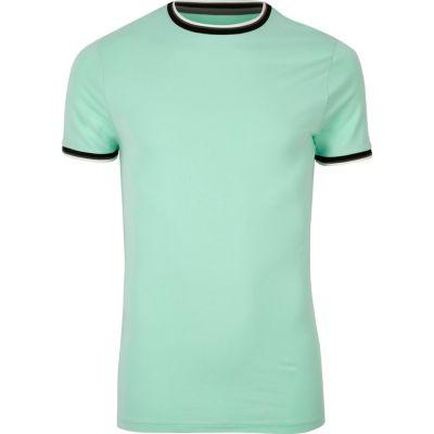 River Island Mensmint Muscle Fit Ringer T-shirt