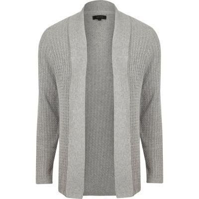 River Island Mens Cable Knit Open Front Cardigan