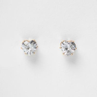 River Island Womens Crystal Stud Heart Stud Earrings