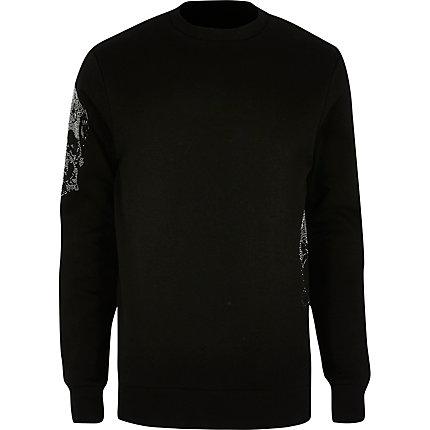 River Island Mens Skull Long Sleeve Slim Fit Sweatshirt