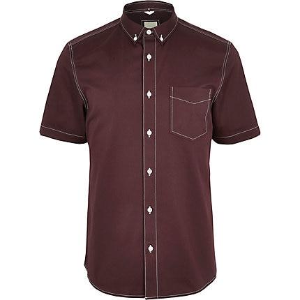 River Island Mens Twill Stitch Short Sleeve Shirt