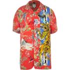 River Island Mens Tiger Print Revere Shirt