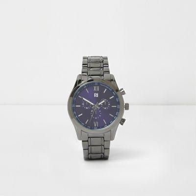 River Island Mens Gunmetal Chain Link Watch