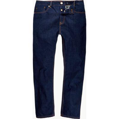 River Island Mens Dark Wash High Waisted Slim Jeans