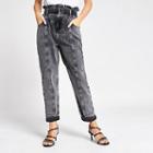 River Island Womens Petite Paperbag Waist Belted Jeans