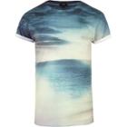 River Island Mens Landscape Print Rolled Sleeve T-shirt