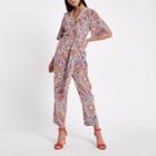 River Island Womens Paisley Print Tie Waist Jumpsuit
