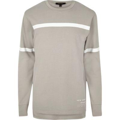 River Island Mensgrey Stripe Block Sweatshirt