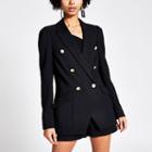 River Island Womens Double Breasted Puff Sleeve Blazer