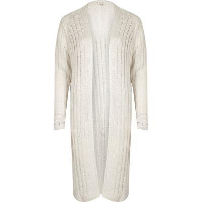 River Island Womens White Ribbed Knit Cardigan