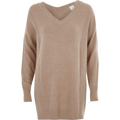 River Island Womens Zip Shoulder Longline Jumper