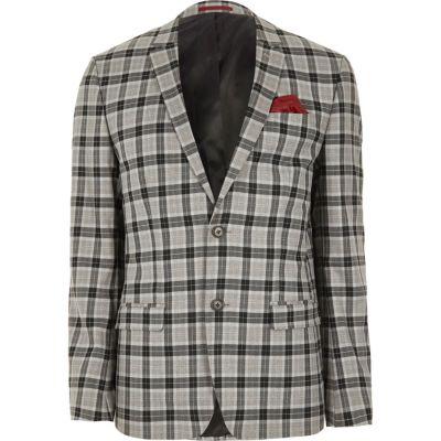 River Island Mens Check Skinny Fit Smart Blazer