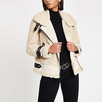 River Island Womens Fleece Aviator Jacket