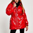 River Island Womens High Shine Belted Puffer Jacket