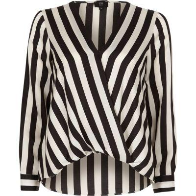 River Island Womens Petite Stripe Tuck Front Blouse