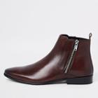 River Island Mens Leather Side Zip Boots