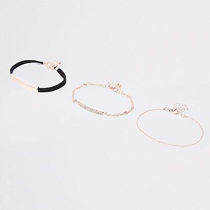 River Island Womens Gold Tone Sueduette Bracelet Multipack